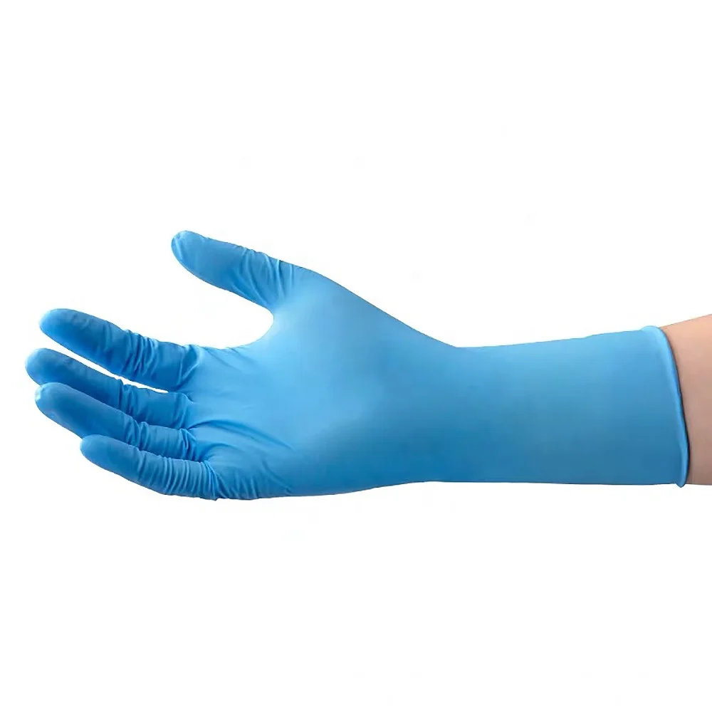 Waterproof blue Different sizes medical gloves nitrile