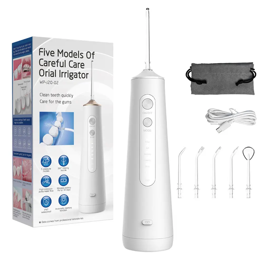 
Portable Waterproof Teeth Cleaner Electric Dental Oral Irrigator 5 Heads Nozzle Procare Cordless Tooth Water Flosser 