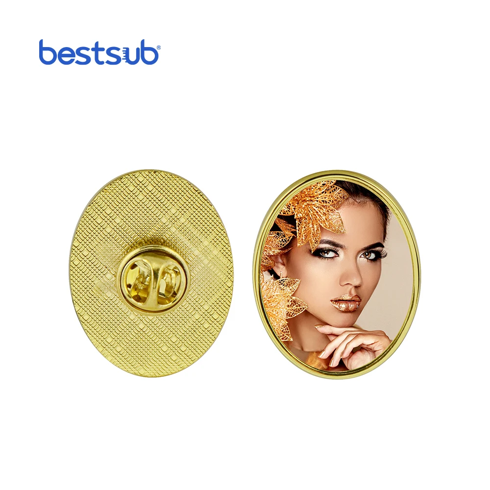 BestSub Wholesale Custom Oval Sublimation Blanks Metal Badge