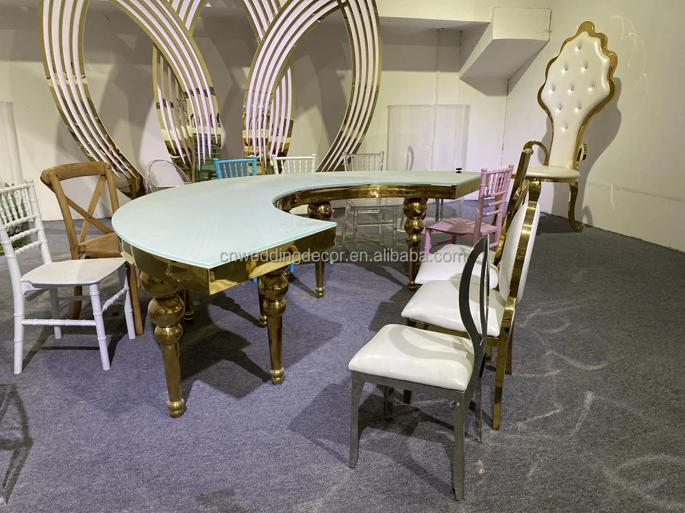 GOLD  wedding chairs and table Rental stainless Steel Wedding Chair  Round Back Design Gold party Stainless Steel