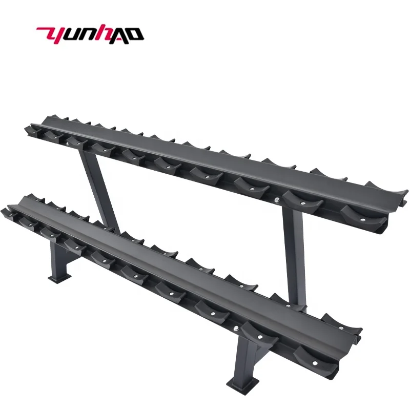 Hot Selling Professional Sport Equipment 2.5KG-50KG 2 Tier 10 pairs Round Dumbbell Rack Stand