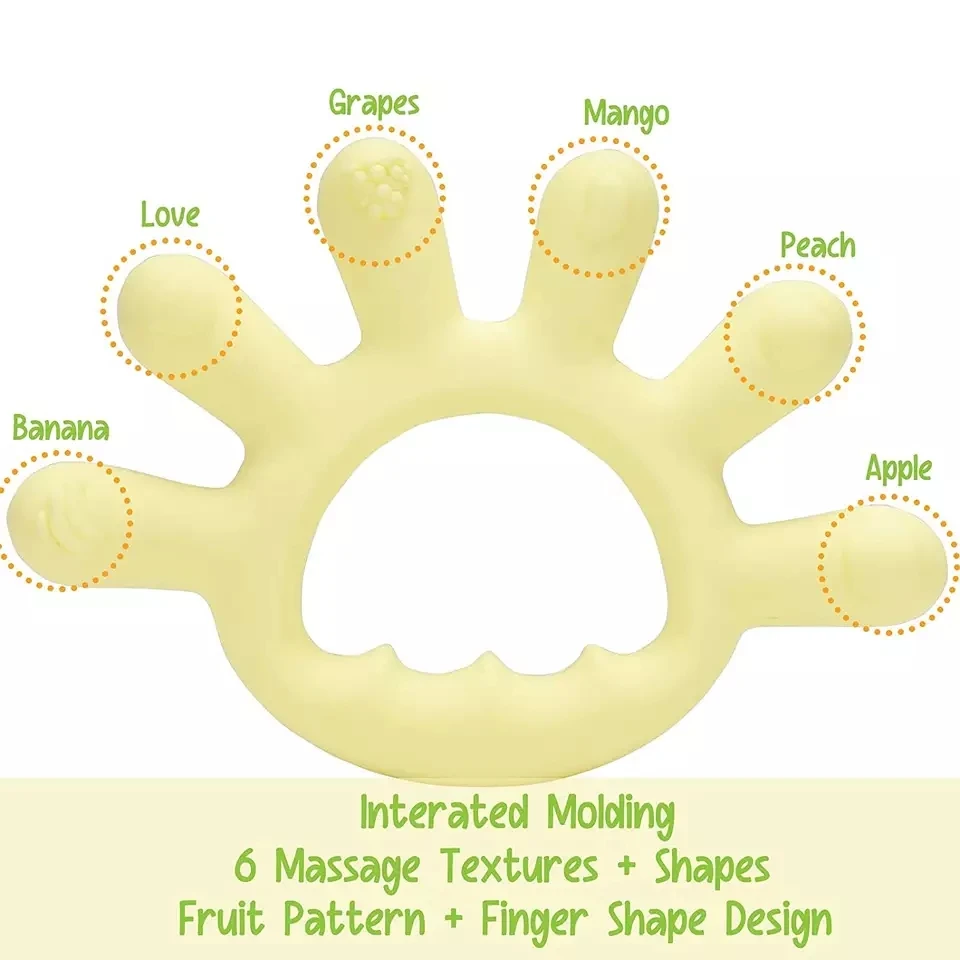 Easy Hold Hands Shape Silicone Baby Teethers Intelligence Cute Teething Toys Finger Pattern Soothing Teether for Infant Toy