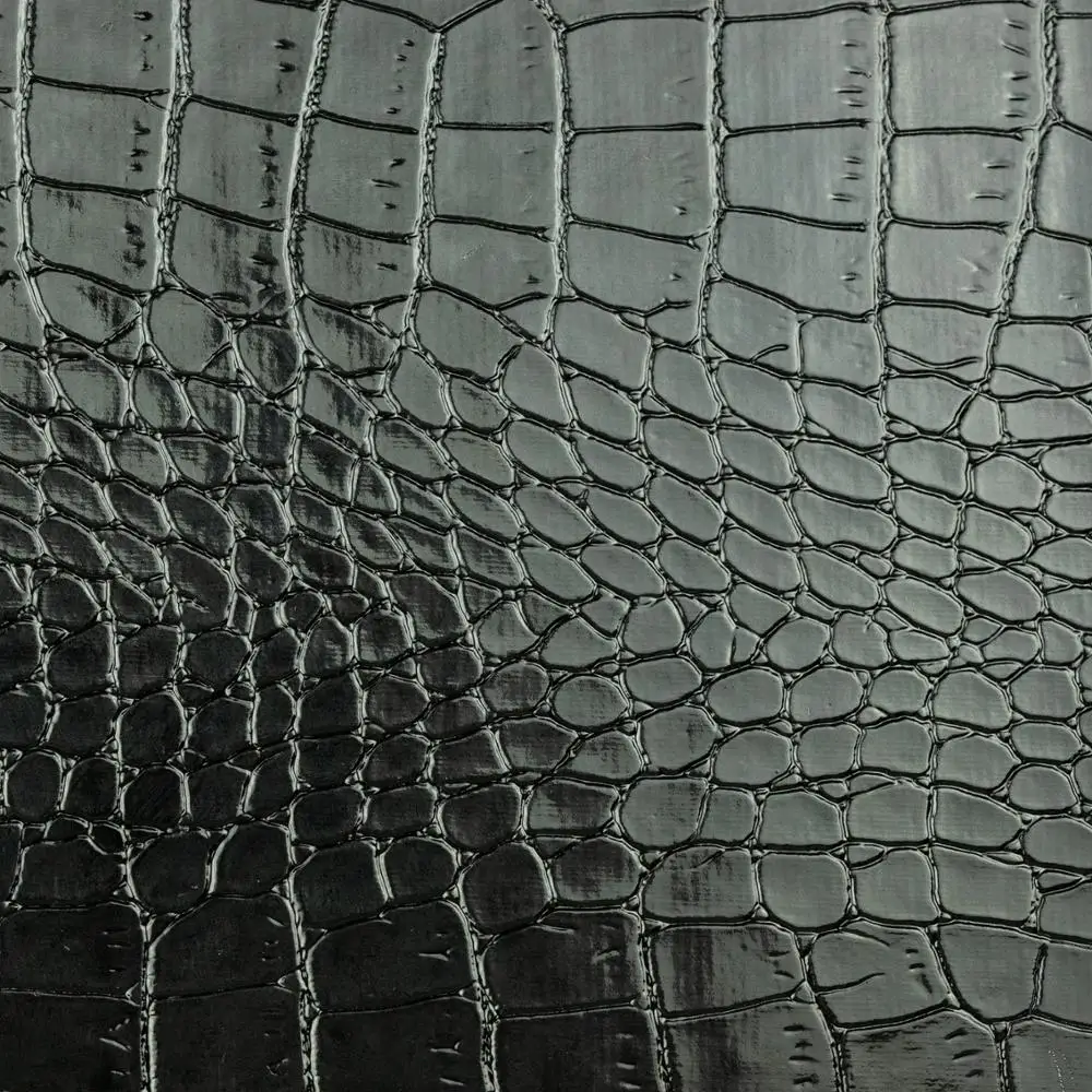 PVC crocodile synthetic artificial leather black fabric
