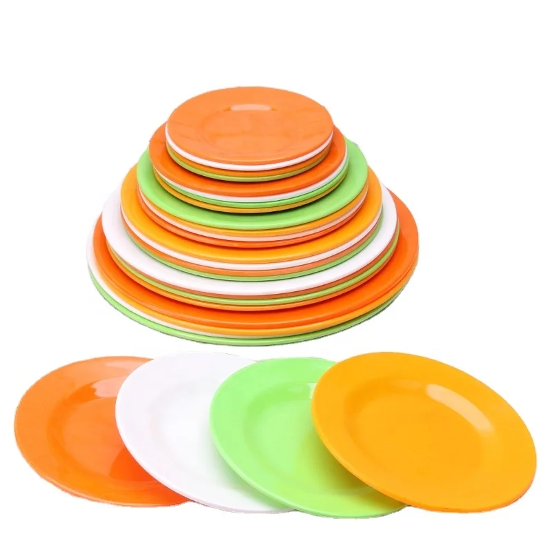 Round Pure color Dinner Plate Melamine Salad Steak Snack Plate Hotel Restaurant Kitchen Tableware
