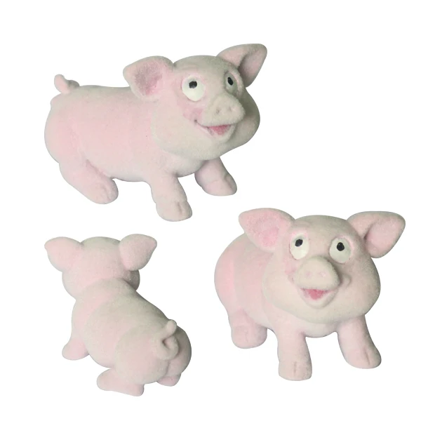 Novelty Design Vintage  Flocking Mimi Figure Cute Mini Pig shaped Cartoon Figures Children toys