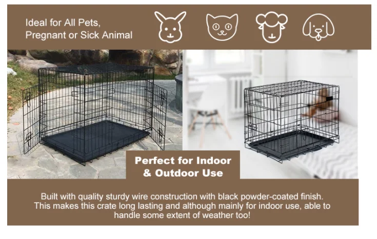 Wholesale cheap foldable supplier black deluxe outdoor metal foldable pet cages pet kennel stainless steel wire pet cages
