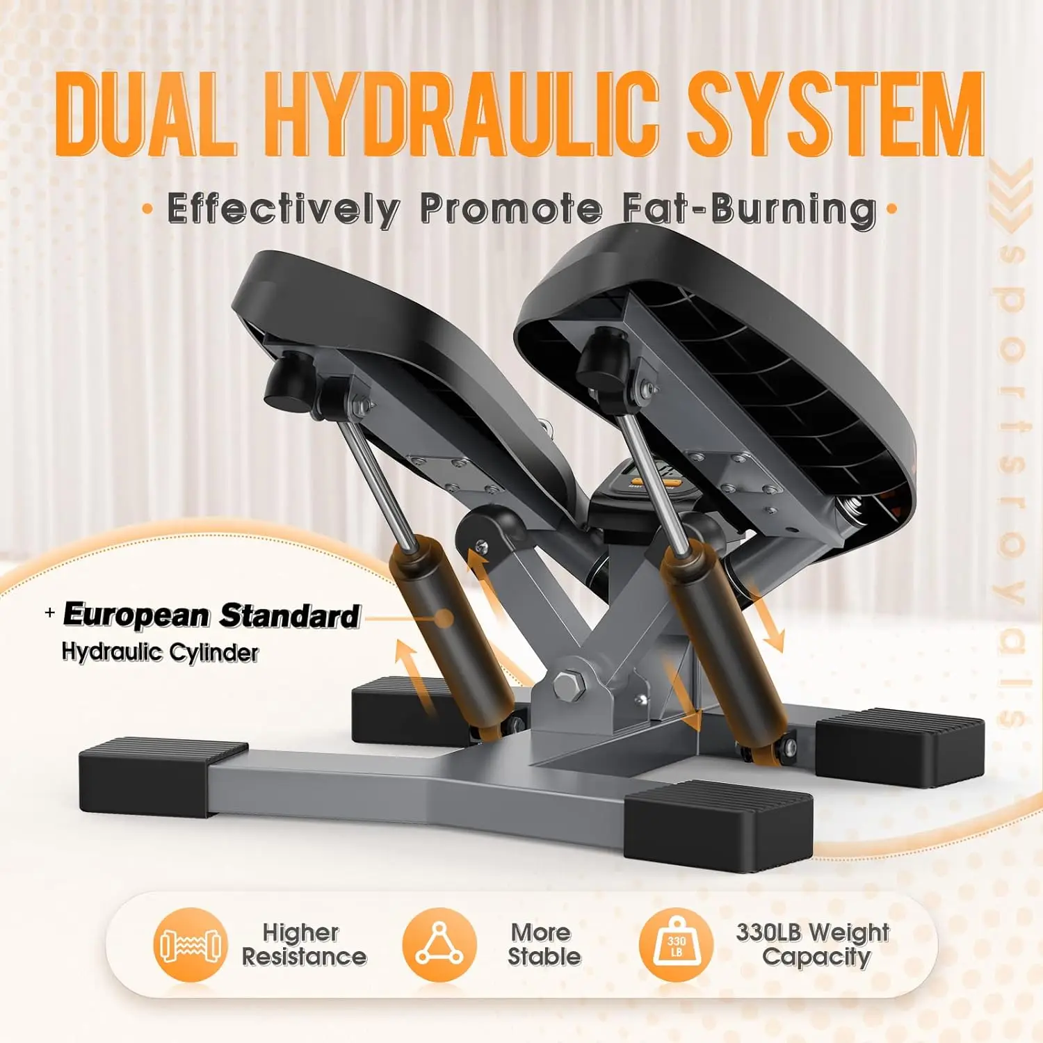 Sportsroyals Stair Stepper for Exercises-Twist StepperMini Stepper with Resistance Bands and 330lbs 150 kg Weight Capacity