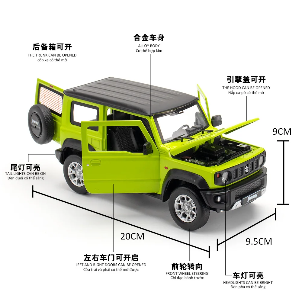 1/18 Suzuki Jimny Diecast Vehicles Alloy Car Toy Simulation Indoor Decoration Accessories