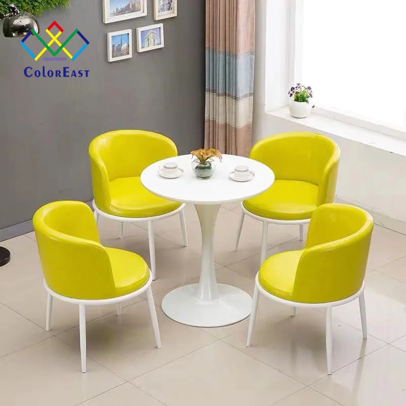 Fashion Design 1 Table with 4 Chairs Metal Base Wood Table Set CECT007 for Restaurant