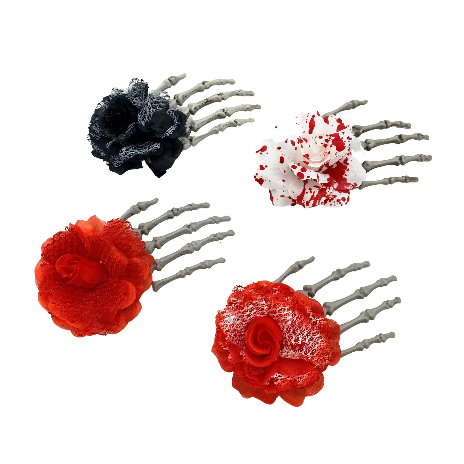 Halloween black skeleton skull ghost hair clamp clip