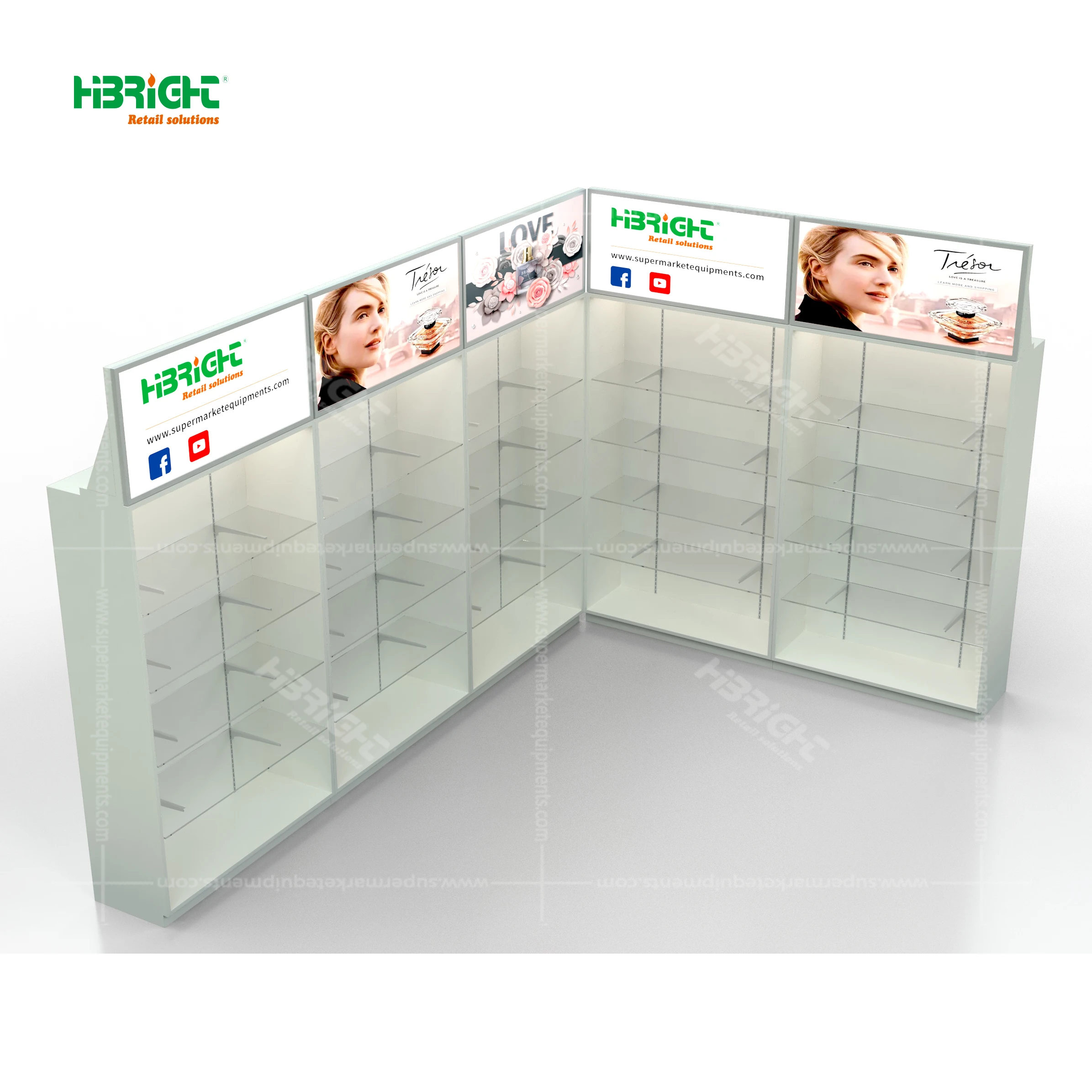 Manufacturer Glass Shelf Department Store Display Racks With Light Box