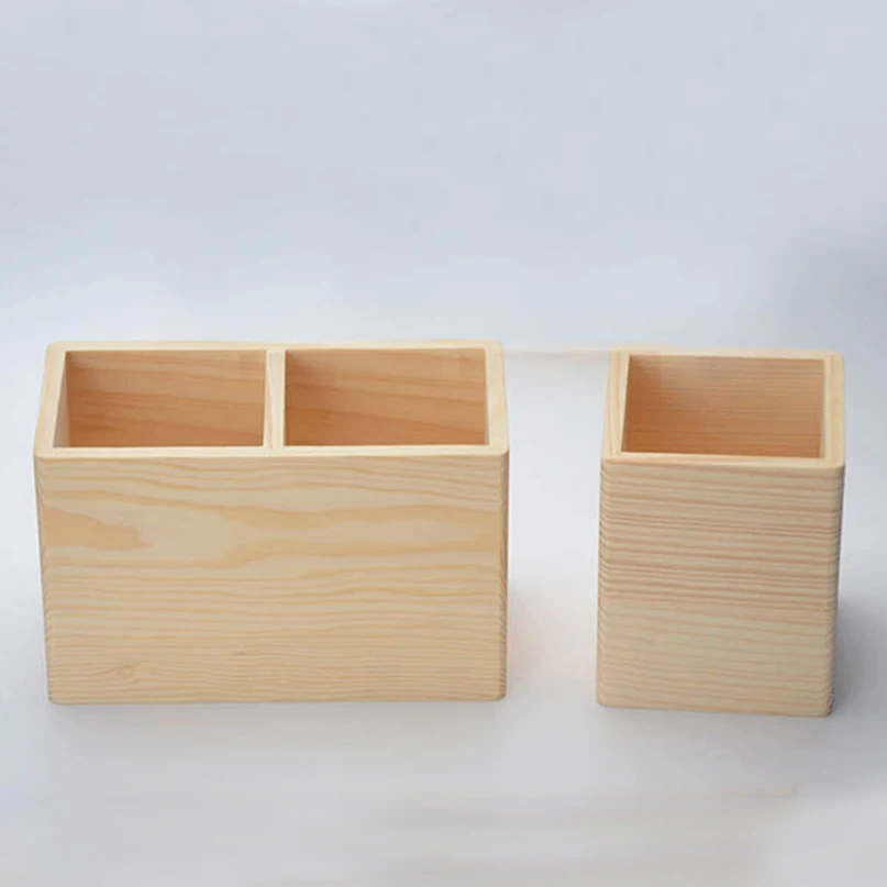 
Custom Logo Wooden Pen Holder Small Bamboo Pencil Holder Stand For Desk Accessories 
