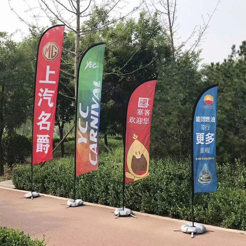 High Quality Custom Printed Beach Flag Banner Outdoor Feather Flags With Base Spikes Pole Kit For Promotional Use