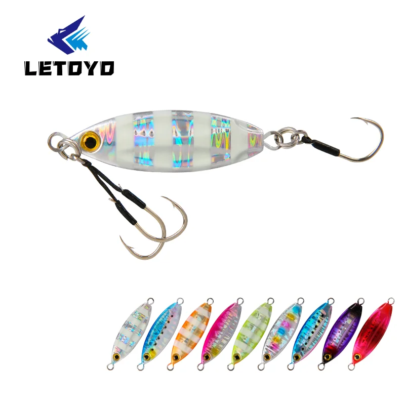 LETOYO 28g 40g 60g Jigbait Lure Shore Casting Jigging Lure Lead Fish Salt Water Sea Fishing Luminous Metal Jig Lure