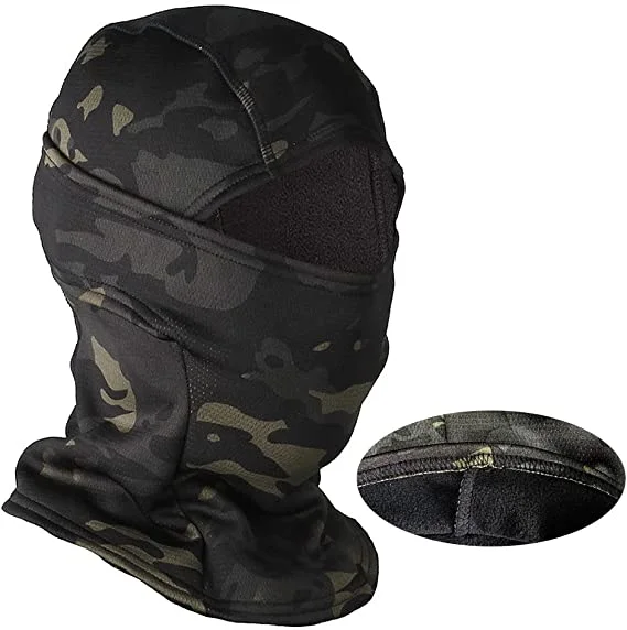 Outdoor Sport Ski Mask Warm Lined Fleece Balaclava Facemask with Neck Cover Face Cover One Hole Balaclava