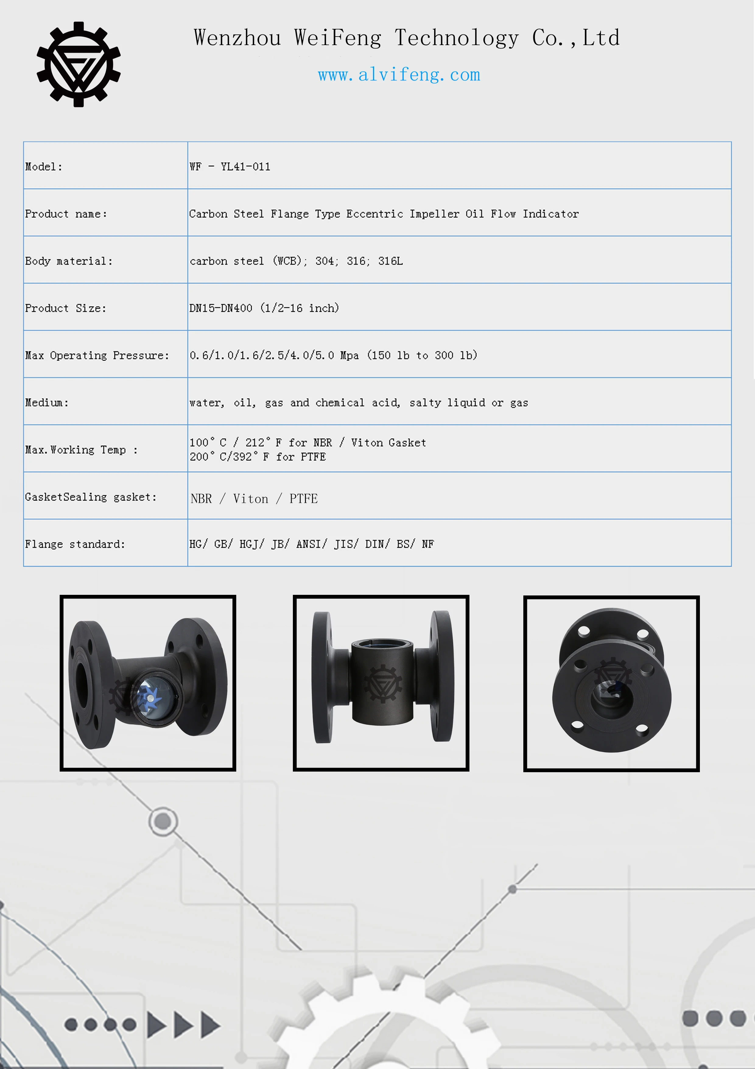 Visualization Sight Glass Flow Indicator Flanged Stainless Steel Tubular Sight Glass