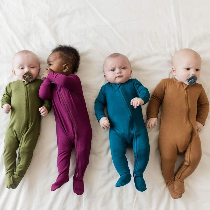 Manufacturer custom bamboo printed baby clothes all over print designers zipper rompers  organic cotton new born 0-3 months