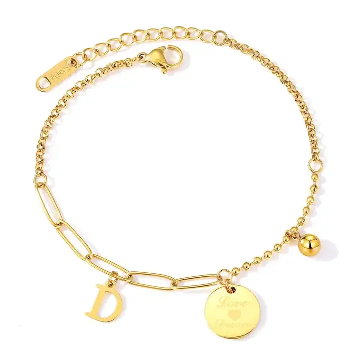 High Quality Stainless Steel Gold Plated Paperclip Butterfly Charm Bracelet Adjustable Cuban Chain