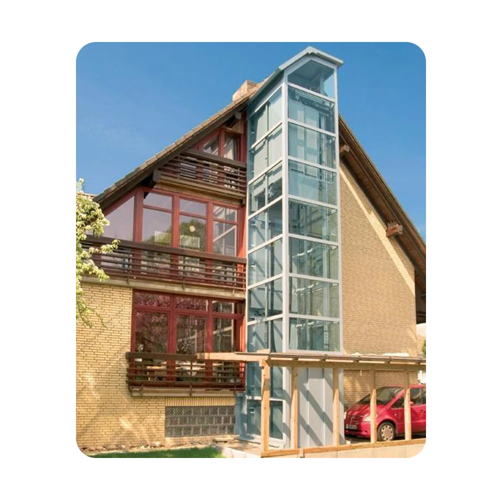 Small Household Villa Glass Elevator 2-Person Residential Lift for Homes Elegant Glass Design for Villas and Small Houses