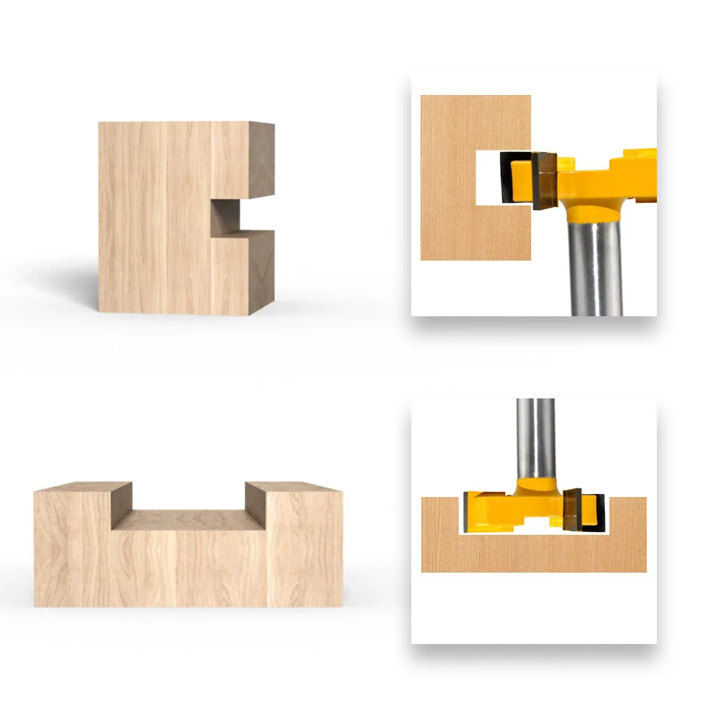 LAVIE 1pc 8mm 12 12.7 4 Edge T Type Slotting Cutter Woodworking Tool Router Bits for Wood Industrial Grade Milling Cutter 318Z4