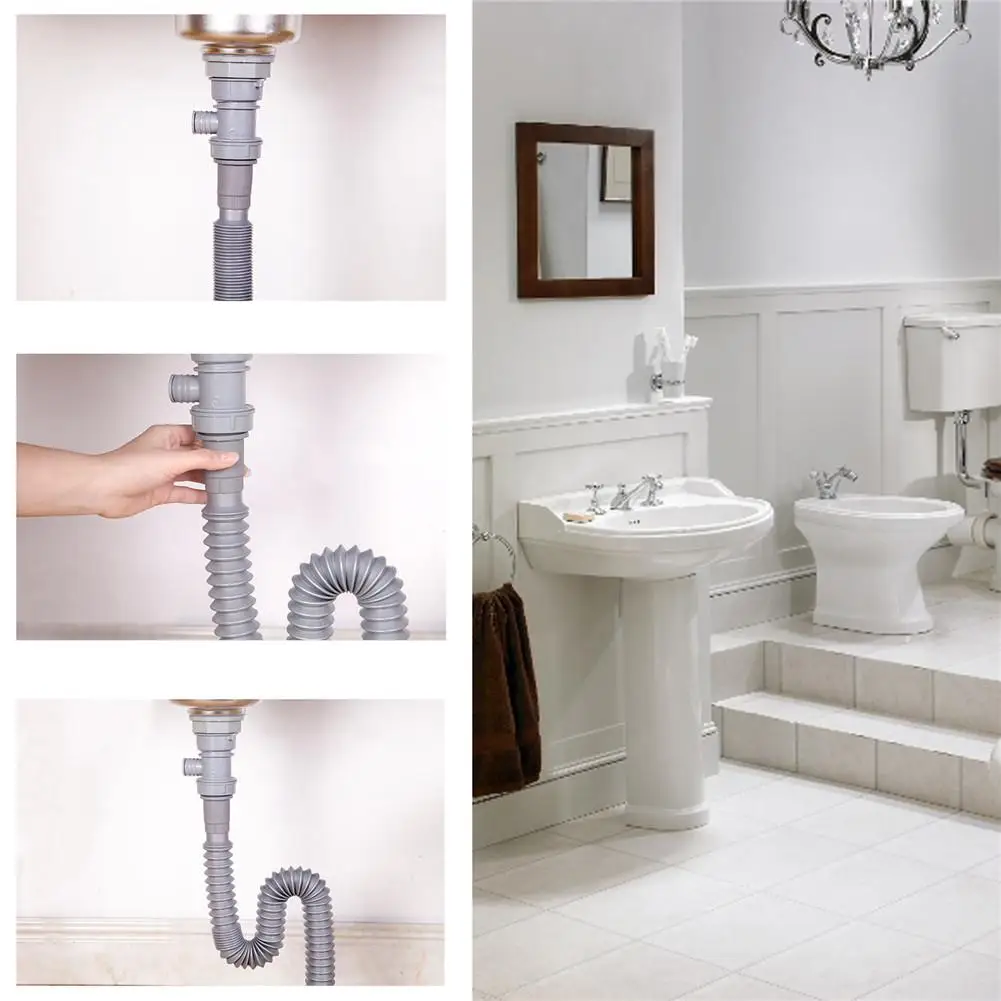 Pvc Drain Hose Telescopic Drainage Pipe Kitchen Sewer Pipe Leakproof Anti-clogging Bathroom Accessories Sink Tool