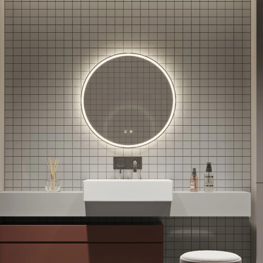 Smart LED Illuminated Backlit Mirror with Built in TV Customized Clear Sale Silver Bluetooth Music Light Speaker Lamp