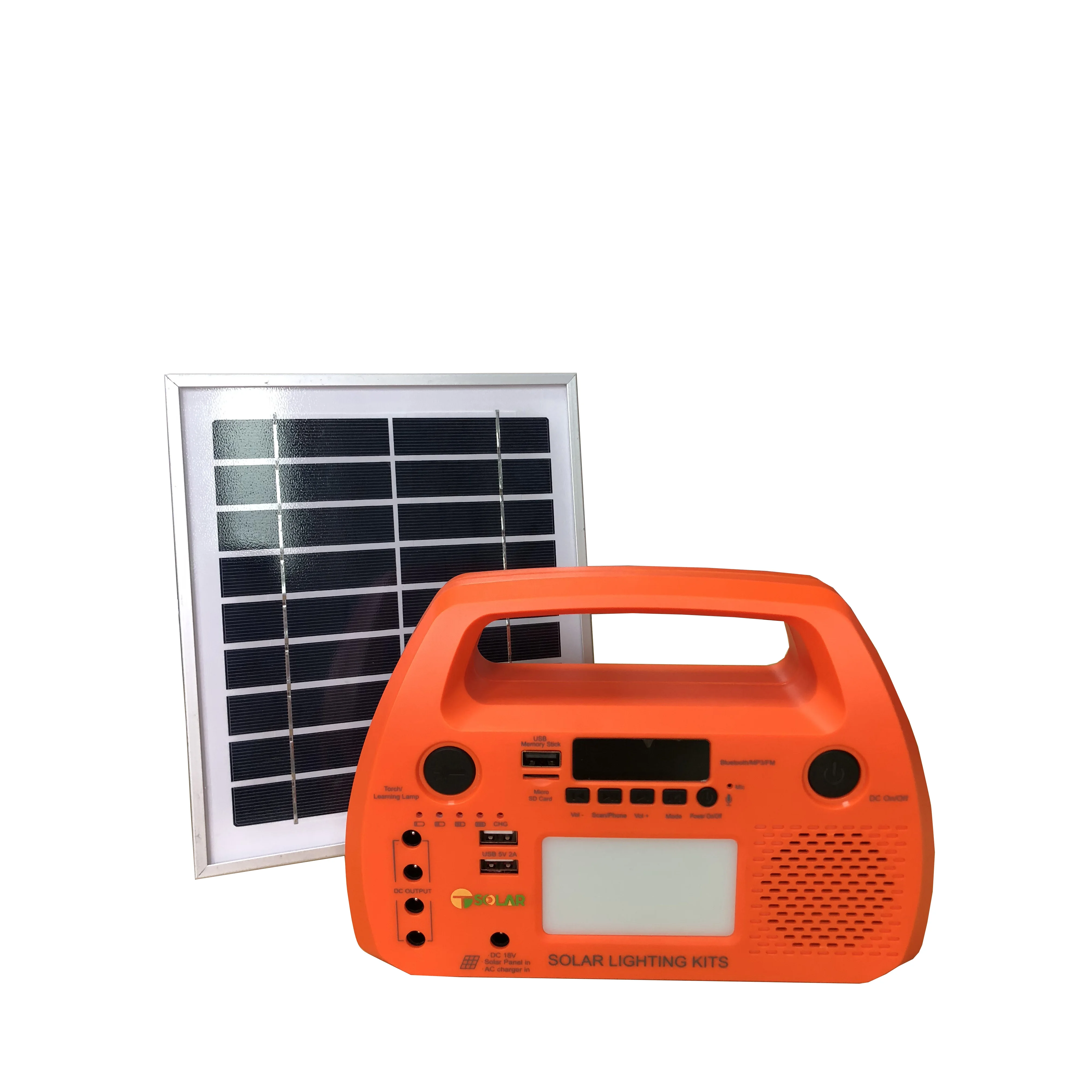 
Plastic Model Solar Generator Lighting System with FM Radio Solar Panel LED Lights for Home Outdoor Camping 
