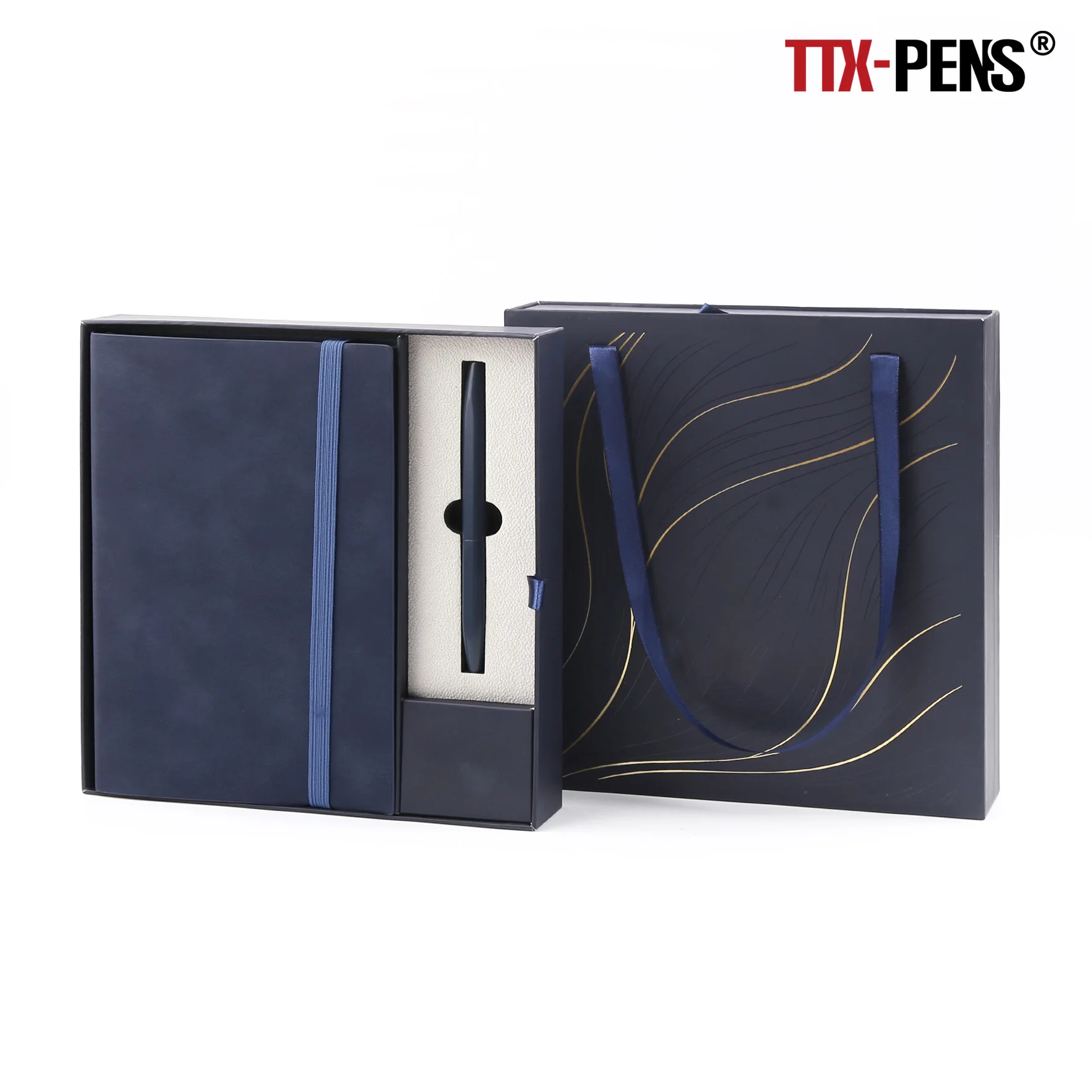 TTX Christmas Promotional Business Gift Write Smoothly Felt Notebook Metal Ballpoint Pen Gift Set With Box