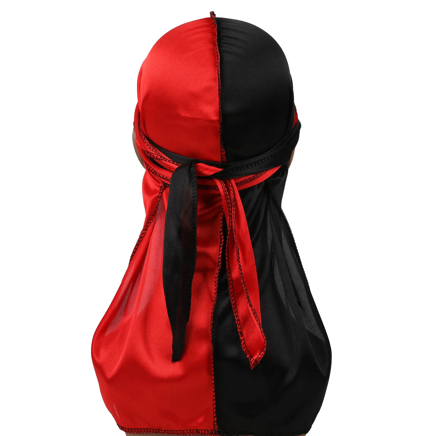 Wholesale Durags For Men Custom Logo Designer Two Tone Splicing Wave Cap Doo Rags Designer Durags For Men Silk Hair