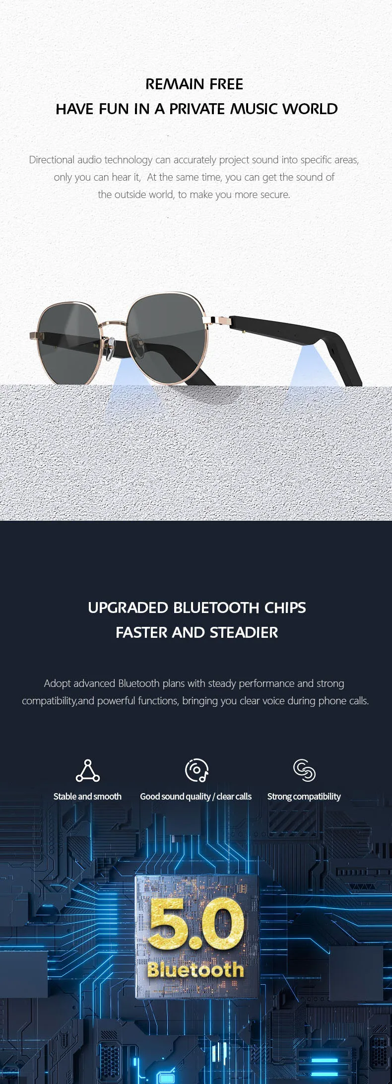 Hot sale factory direct price Smart 2022 Wireless Earphone Shades Audio Blue Tooth Uv 400 Music Polarized Sunglasses
