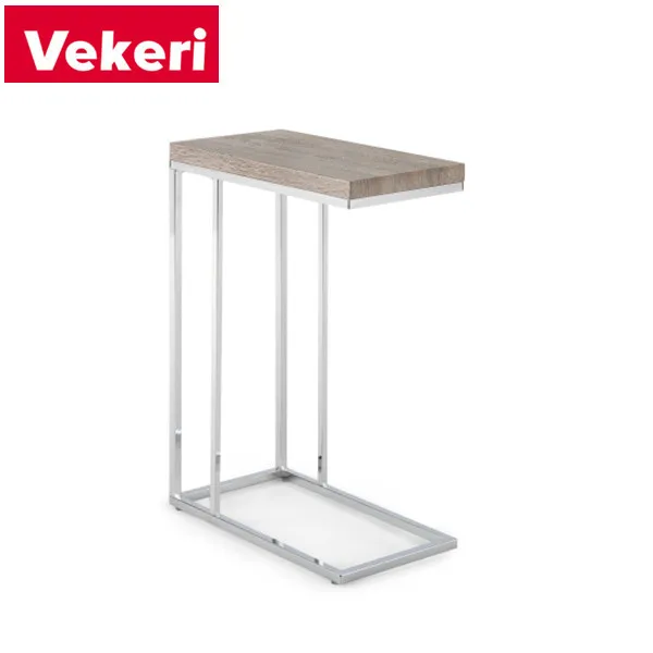 Featuring a strong and sturdy chrome metal base with a durable faux-wood table top that resists moisture