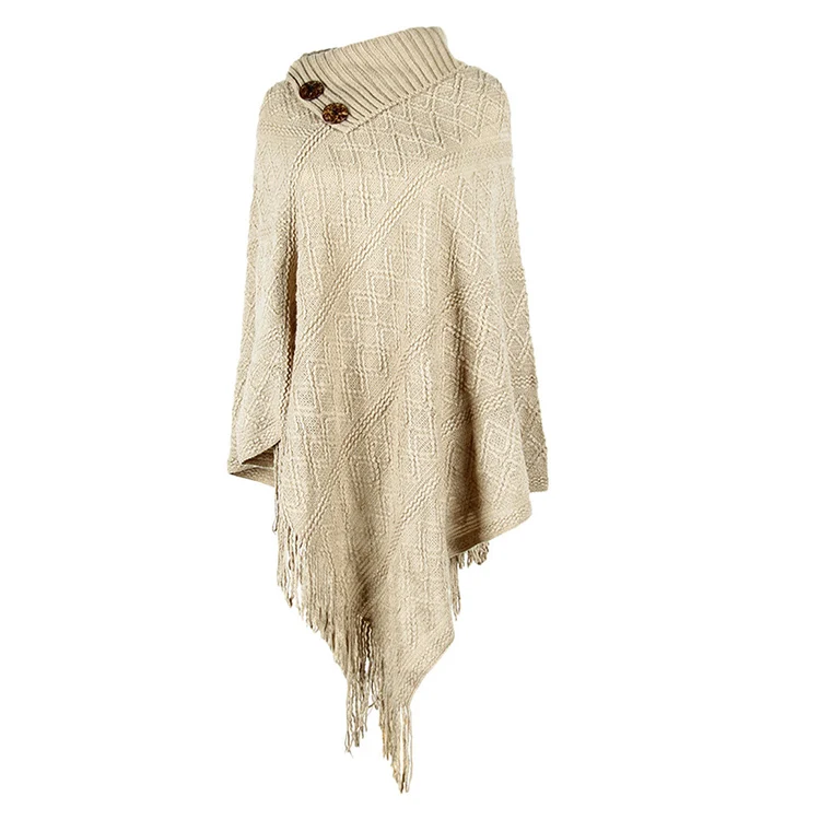New Fashion Big Scarf Winter Shawl Solid Color Ponchos Women Pullover Hollow Cape Cloak