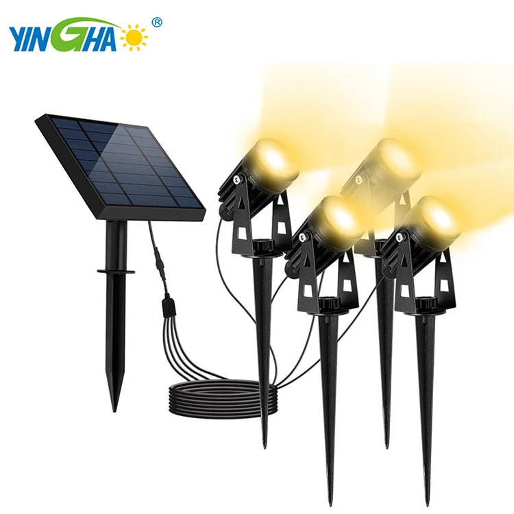 Solar Spotlights Aluminum Outdoor Waterproof Bright Solar Led Lawn Spike Security Tree Spot Solar Powered Flood Light