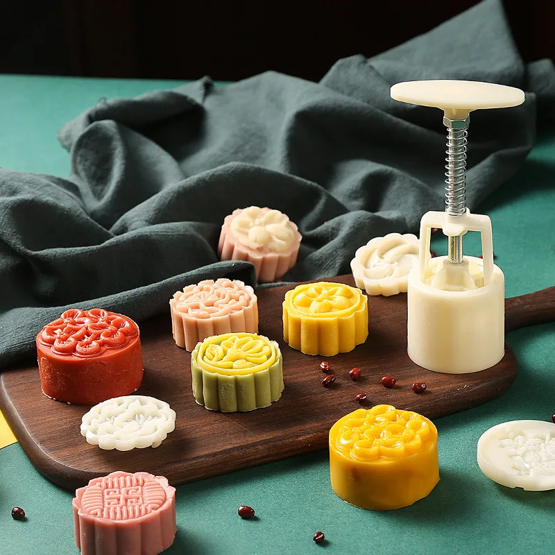 Printing Tool Hand Pressing Household Embossing Modeling Baking Tool Mung Bean Cookie Press Cake Stamp Dessert Moon Cake Mold