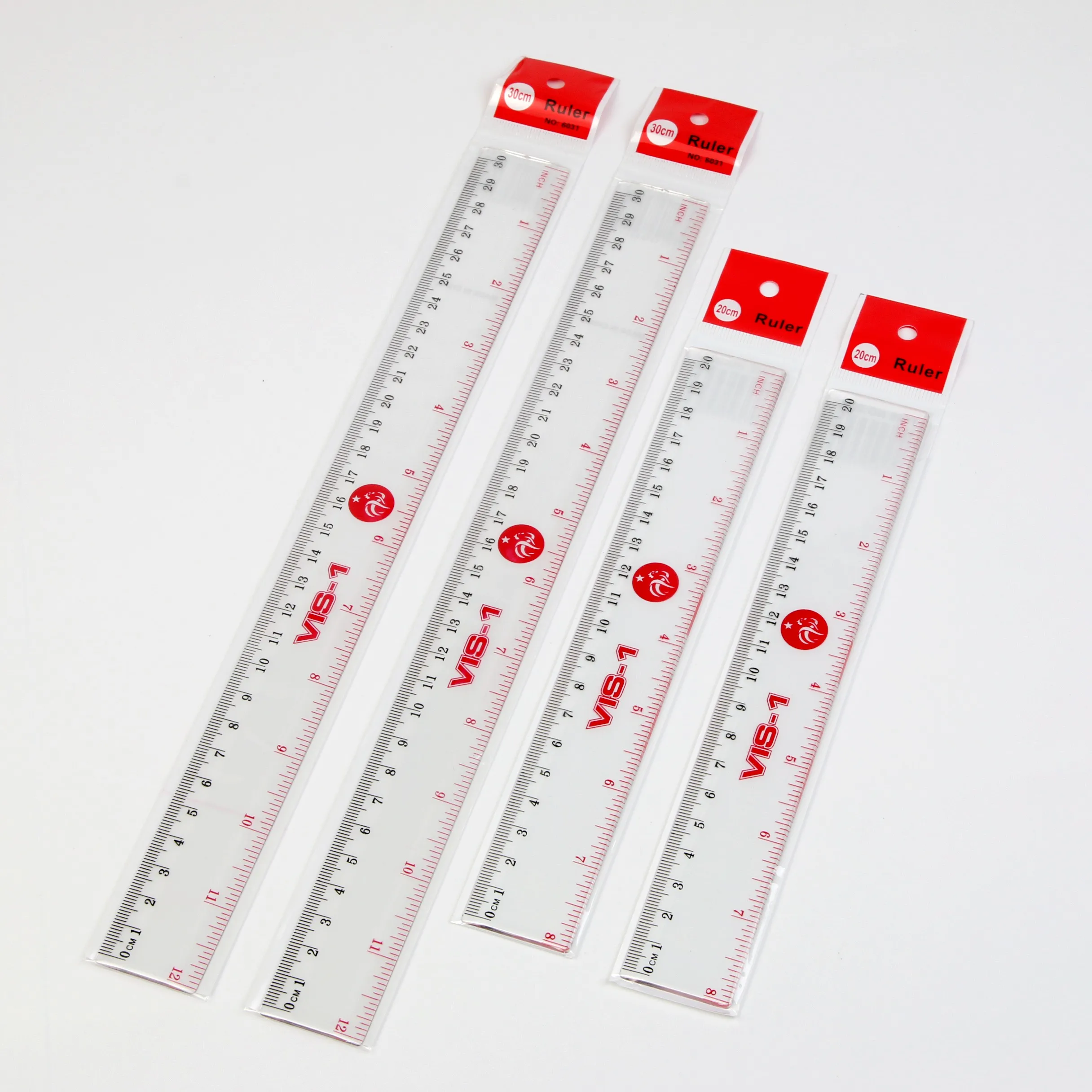 Stationery manufacturer plastic straight  scale ruler 30cm