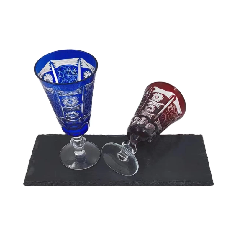 hand made overlay  bohemia crystal colored 120ml mini red wine glass goblet