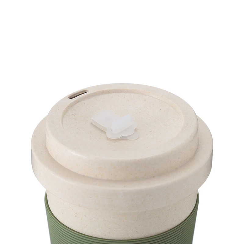 Promotional Reusable 350ML Bamboo Fiber Coffee Cup Custom Biodegradable Wheat Straw Plastic Keep Coffee Mug Take it to go