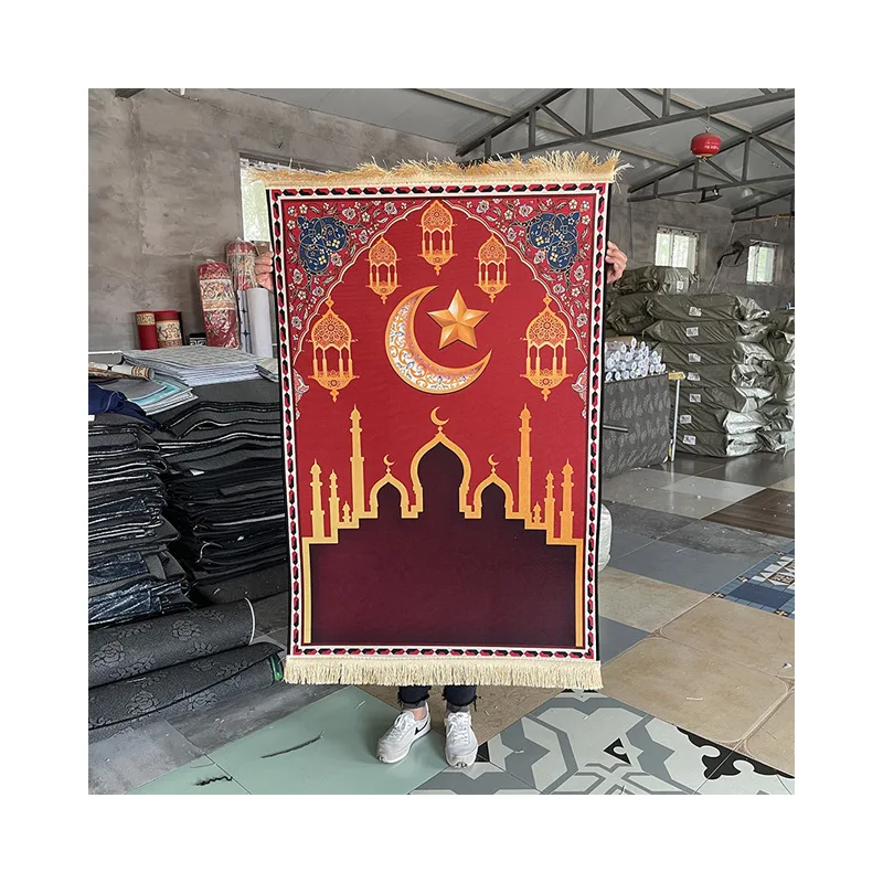 Libosa Factory Direct supply prayer printing prayer mat prayer Carpet Crystal velvet carpet living room worship blanket