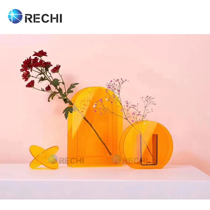  Скандинавская домашняя декоративная ваза RECHI на заказ цветная стеклянная геометрический стол для помещений разных цветов свадьбы дома