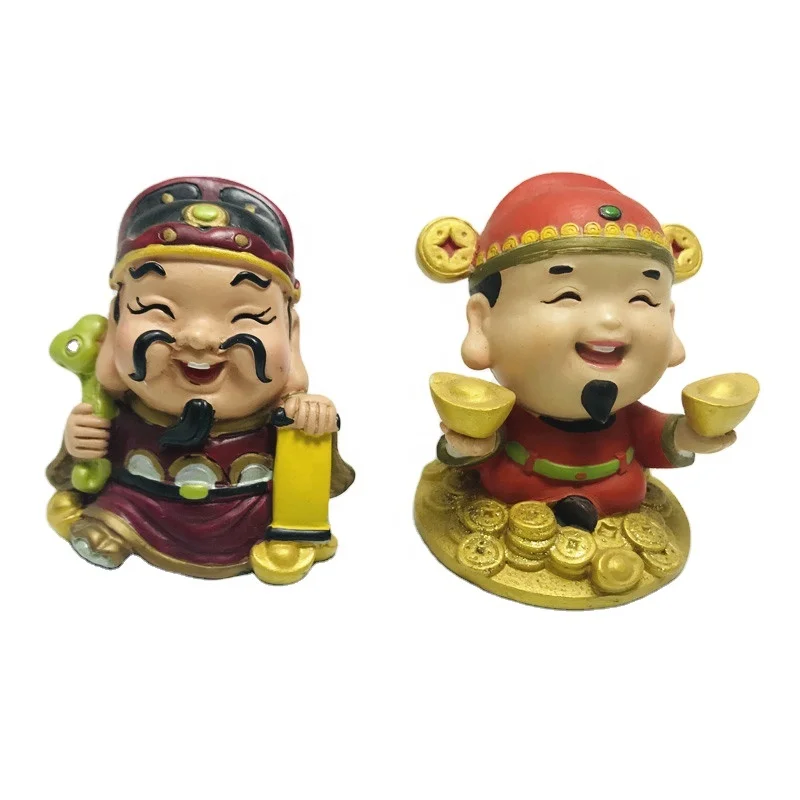 Hand made Chinese god statue Resin Mini God of Wealth figurine