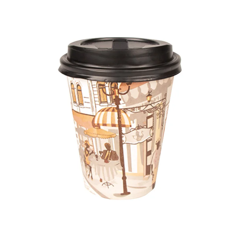 Paper Cup Hot Coffee  Disposable Cups Cafes With Lids Customization Printing Single Wall Paper Cup