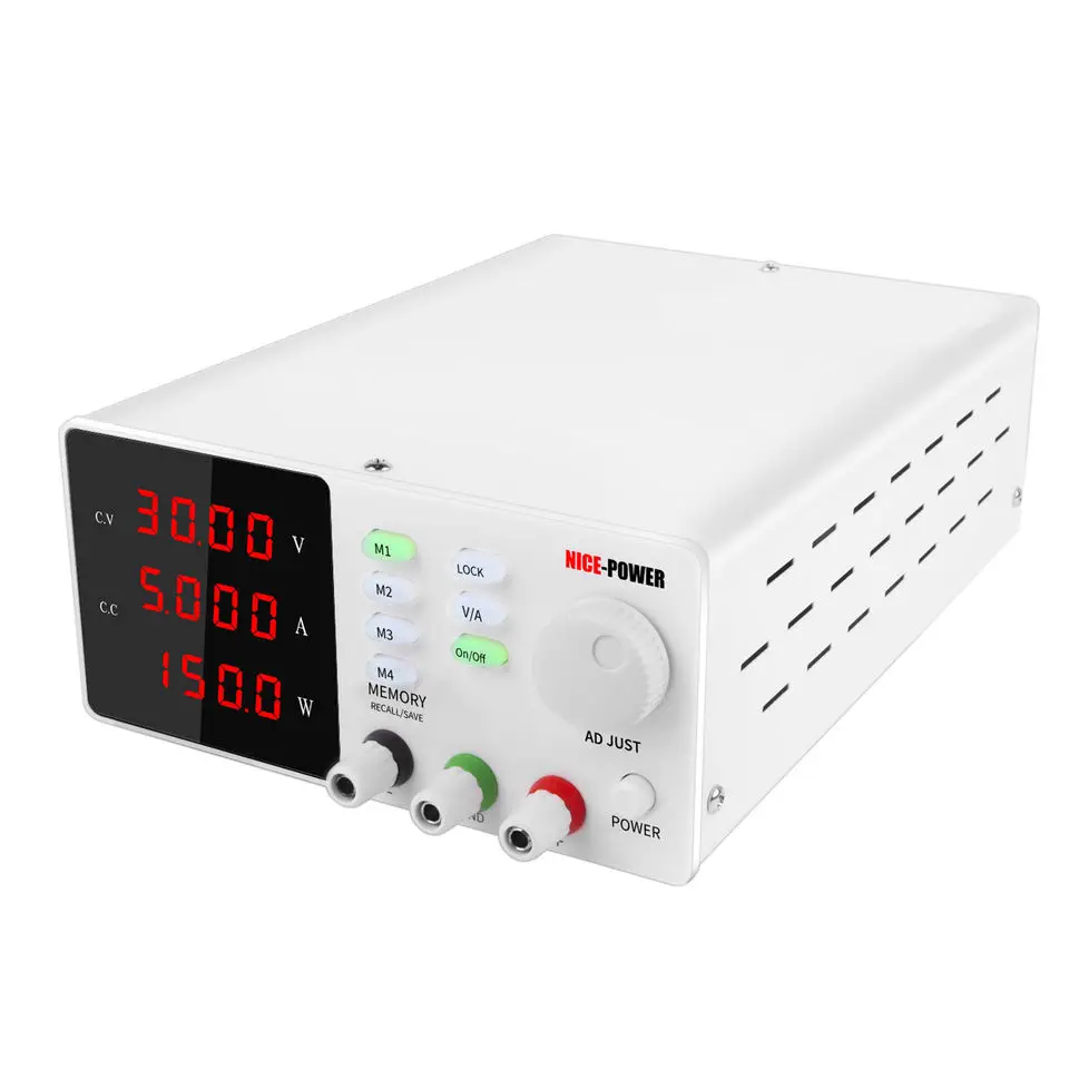 NICE-POWER SPPS-S305 White 30V 5A switching voltage Coarse Fine Adjustments variable 4-Digits display digital dc power supply