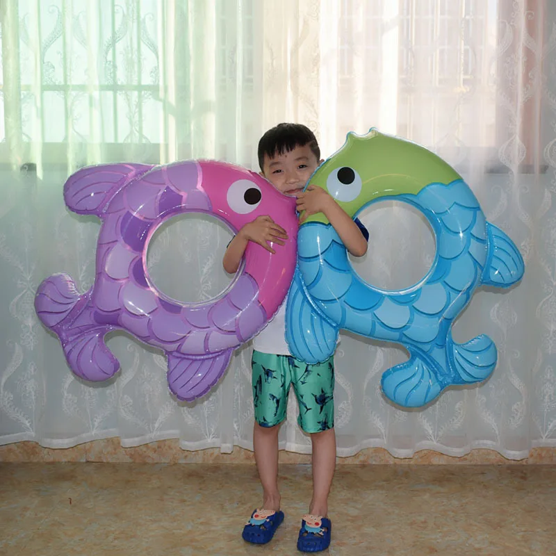  Cartoon Fish Pool Float Baby PVC Circle 3-6 Age Inflatable Swimming Ring for Beach Party