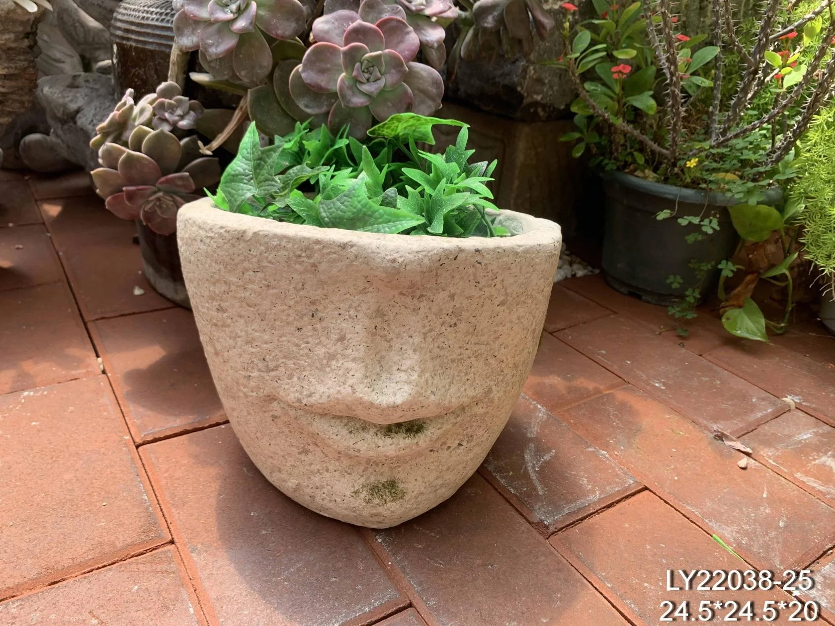Magnesia modern cute design head planter fiberglass face flower pots for indoor and outdoor garden decoration