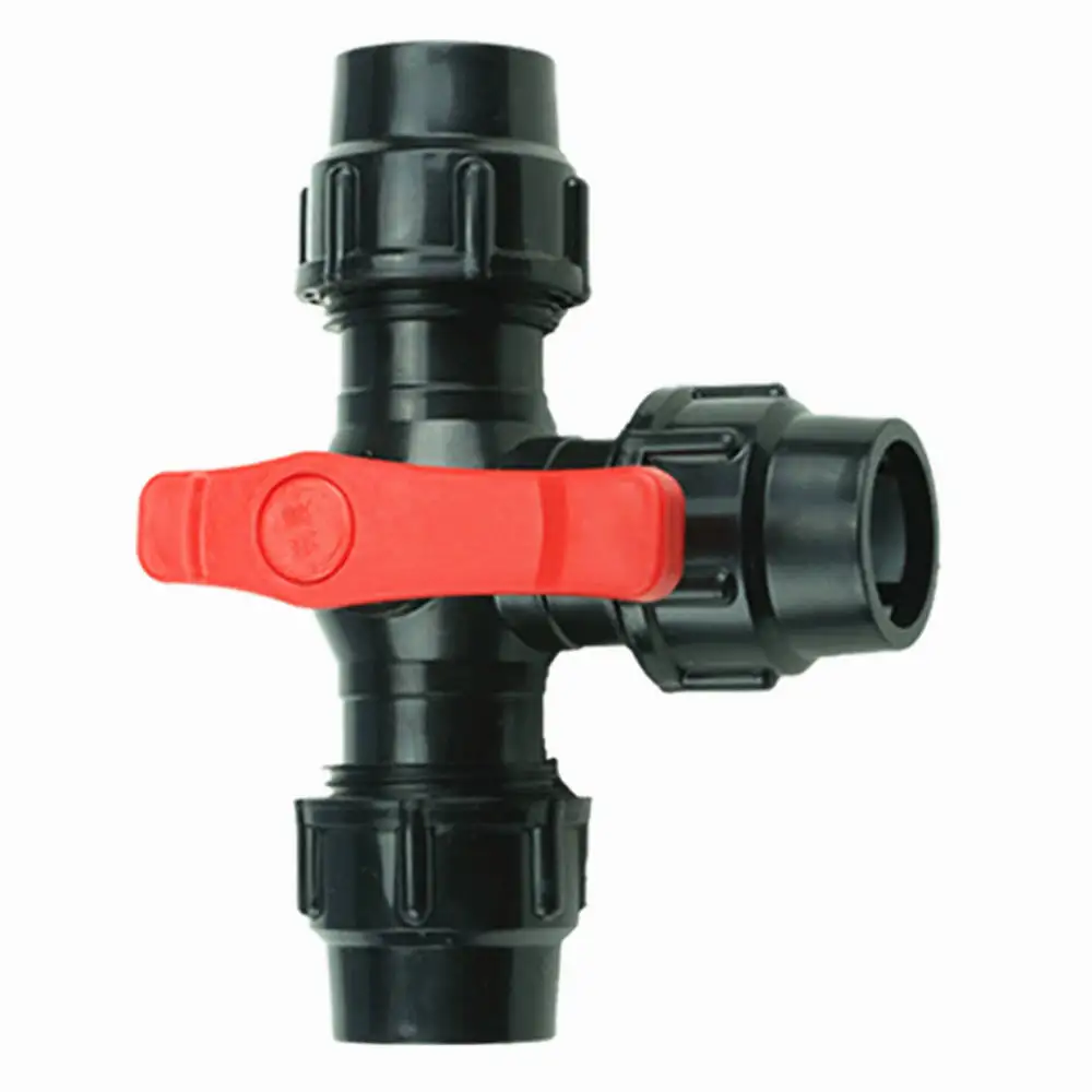 PE Three-way Fast Connection Pipe Valve Plastic Valve T-type Valve Internal Diameter 20/25/32/40/50/63mm