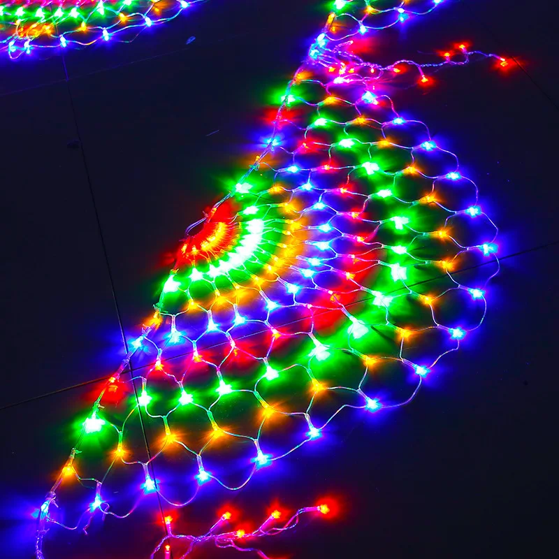 RGB Round shape Led semicircle Peacock Net Light For Bedroom Home Decoration Led Christmas Lighting Curtain