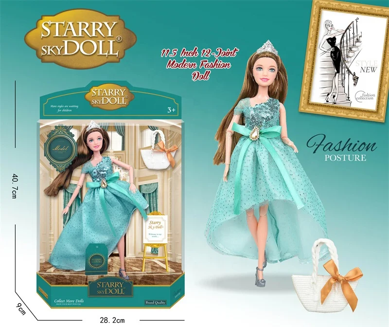Best Toy Gifts Princess Doll Toy Beautiful Fashion Plastic Doll Girls Dolls with Dress