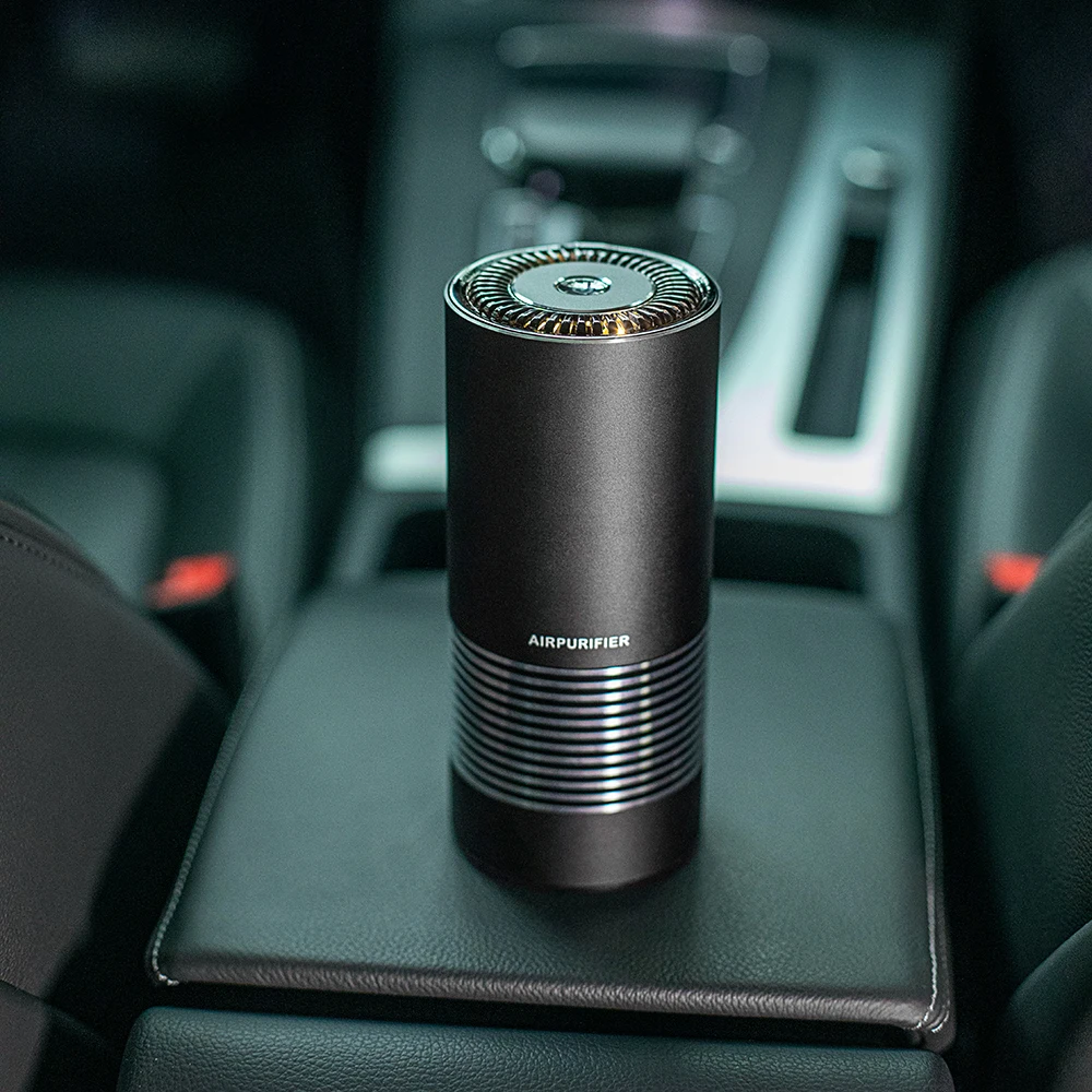 High-End Round Strong HEPA Filter Purifying Air Cleaner Gift Box Packing Promotion Rebrand Amazon Marketing Car Air Purifier