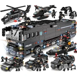 In Stock 1014 Pcs Swat Blocks & Model Building Toys Police Car Building Block Toy Helicopter Toy Building Block Sets