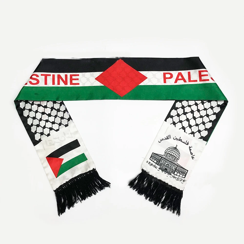 Хит продаж индивидуальный дизайн дешевый шарф с флагом Palestine 14x135 см Национальный день